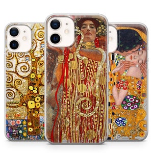 Custodia per telefono con glitter oro liquido Gustav Klimt Art per iPhone 15 Pro, iPhone 14, iPhone 14 Pro Max, 13 iPhone 12 Pro, iPhone 11 Pro, 7, 8, Xr, Xs,