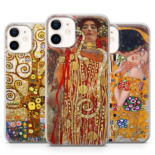 Liquid Glitter Gold Gustav Klimt Art Phone Case 15 iPhone 14, iPhone 14 Pro Max, 13 iPhone 12 Pro, iPhone 11 Pro, iPhone 7, 8, 8+ Xs, Xr SE