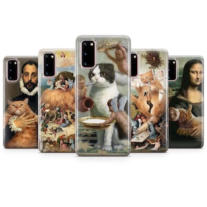 Fun Cat Art Phone Case fit for Samsung S24 Ultra, S25, S24, S23, S22, S21, S20, A13, A14, A15, A25 (5G) A40, A50, A51, A52, A53, A71, A56