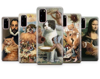 Fun Cat Art Phone Case fit for Samsung S23 Samsung S22 Samsung S21 Samsung S20 Samsung A13, A14, A40, A50, A51, A52, A53, A71, S10, S9, S8