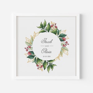 Wedding Cross Stitch Patterns PDF, Customizable Handmade Floral Wreath Custom Wedding Embroidery, Create Your Custom Wedding Gift and Decor