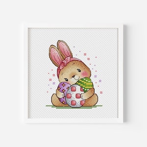 Easter Cross Stitch Pattern PDF, Easter Bunny Needlepoint Pattern, Easter Embroidery Spring Cute Funny Counted Instant Download PDF File