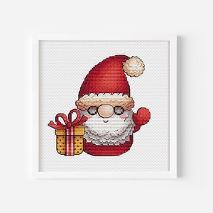 Santa Gnome Cross Stitch PDF Pattern, Funny Christmas  Gnome Cross Stitch, Gnome Hand Embroidery Design, Winter Gnome Digital File