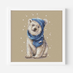 Polar Bear, Baby Bear Cross Stitch Pattern PDF, Arctic Animal, Kawaii Nursery Decor, Instant Download Digital File
