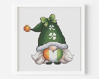 St Patricks Gnome Kreuzstich, Gnome Kreuzstich Muster PDF, irischer Kreuzstich, Shamrock Kreuzstich, Instant Download, Patricks Decor