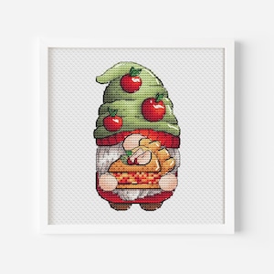 Little Chief Gnome kruissteekpatroon pdf, borduurkaart grappige fee wezen, kleine wandtapijt minidwerg, Cook Leprechaun digitaal bestand