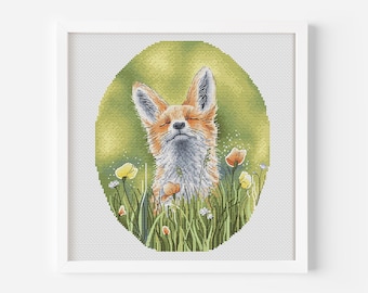Fuchs Kreuzstich Muster Sofortiger Download PDF, Tier Kreuzstich, niedlicher Fuchs Kreuzstich, Fuchs Wand Kunst Home Dekor Sommer Stickerei