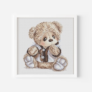Padrão de ponto cruz de urso de pelúcia PDF, download instantâneo de ponto cruz de brinquedo, ponto cruz contado de animais, ponto cruz de urso fofo, decoração de berçário