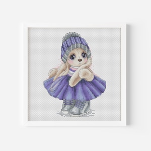 Bunny Cross Stitch, Rabbit Cross Stitch Pattern PDF Instant Download, Girl Cross Stitch, DIY Animal Toy Counted Cross Stitch, Unique Gift