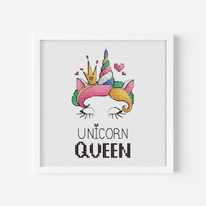 Unicorn Cross Stitch, Unicorn Rainbow Sampler, Digital PDF Counted Cross Stitch Chart Download, Modern Simple Colorful Unicorn Cross Stitch