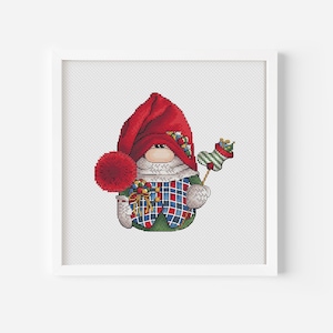 Gnome Cross stitch pattern PDF, Christmas Counted Cross Stitch, Nursery Embroidery, Funny Home Gift, Cute Embroidery Design Digital PDF File