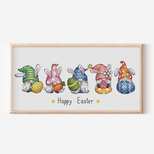 Gnome Cross Stitch Pattern PDF, Set Easter Leprechaun Cross Stitch, Easter Gnome Embroidery Instant Download, Easter Day Decor, Gift For Her