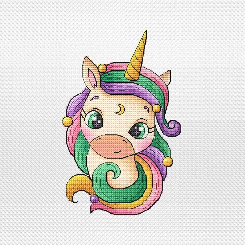Unicorn Cross Stitch Pattern PDF Rainbow Unicorn Cross Etsy