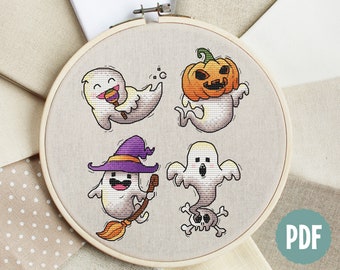 Ghost Cross Stitch Pattern PDF Instant Download | Wraith Cross Stitch | Nursery Cross Stitch Counted Chart | Funny Counted Cross Stitch