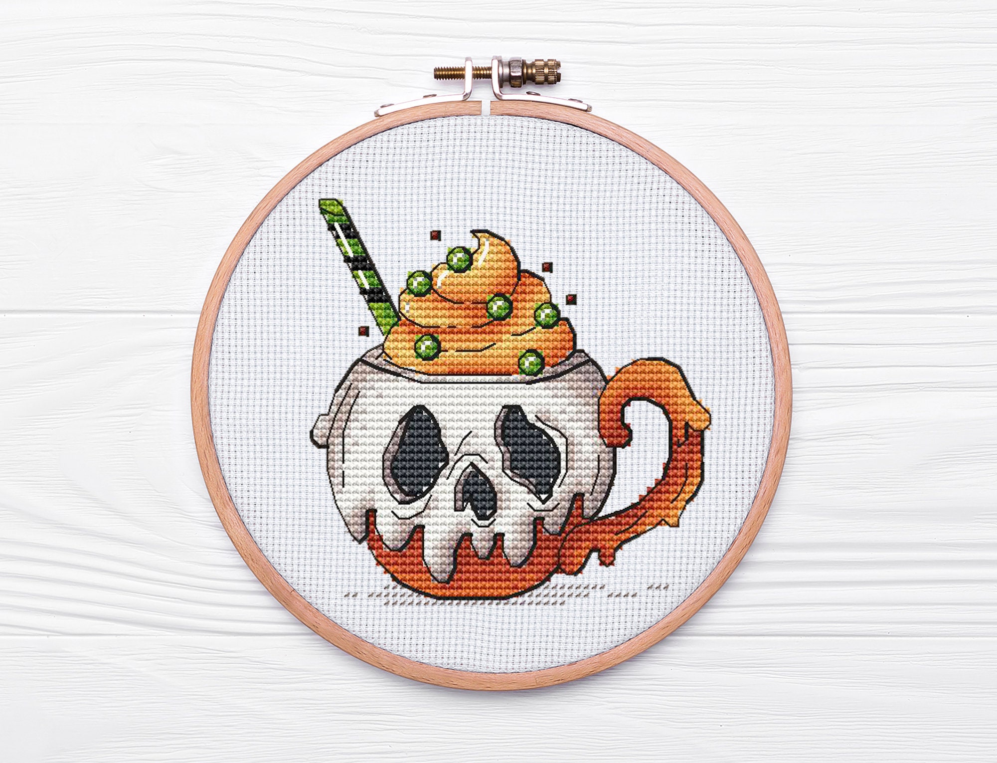 Halloween Mug Skull Cup Cross Stitch PDF Pattern Spooky - Etsy