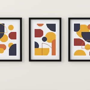 Boho Cross Stitch Pattern PDF, Abstract Cross Stitch Design, Doodle Stitching Geometric, Modern Cross Stitch, Minimalist Home Decor