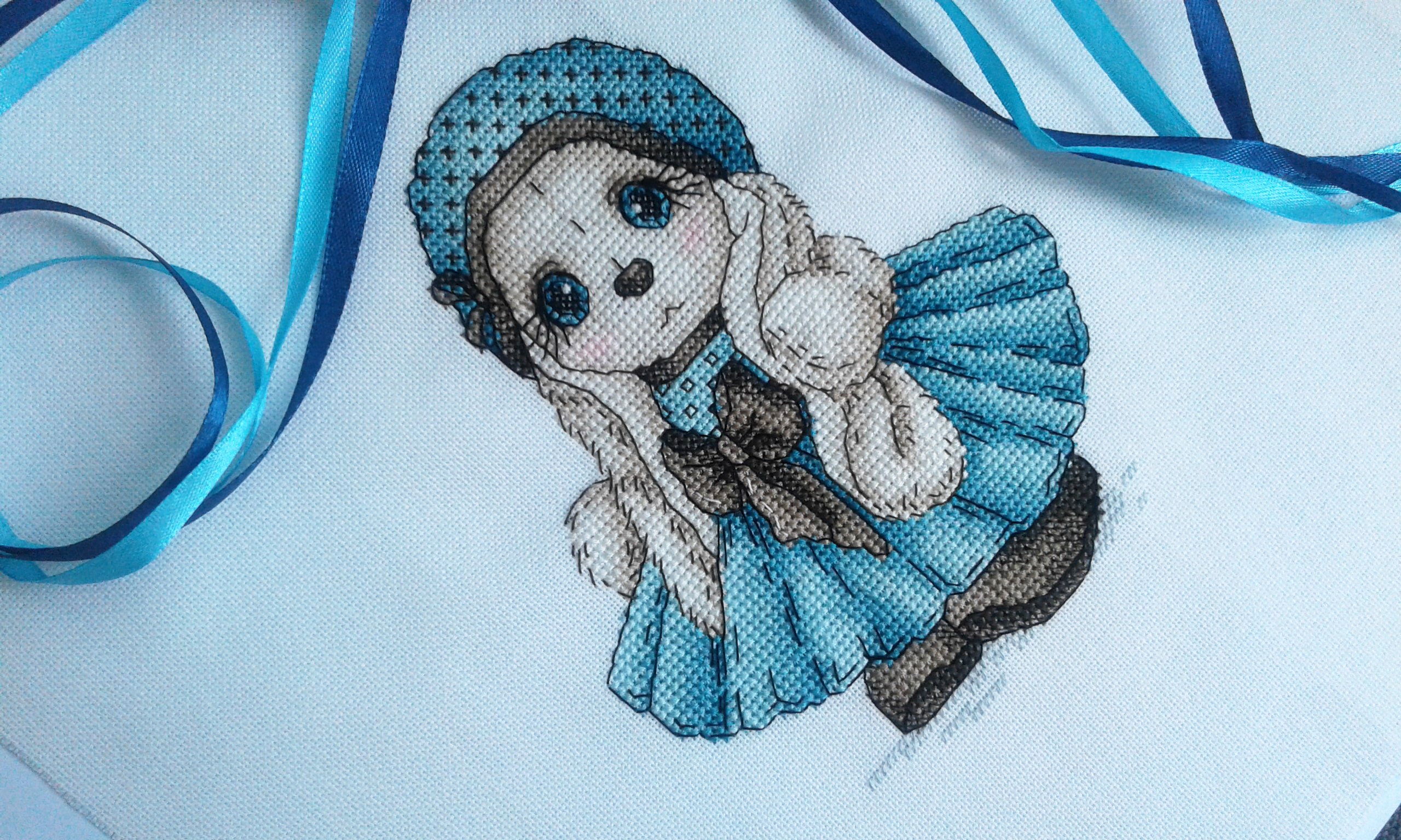 Sapphire Dress Rabbit Cross Stitch Pattern PDF Polka Dot Hat | Etsy