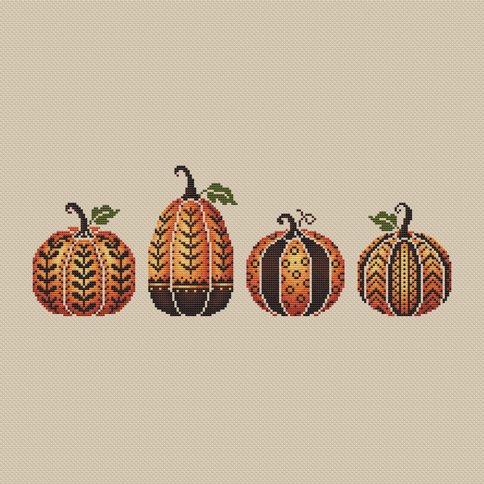 Pumpkins Cross Stitch Pattern, Instant Download PDF Thanksgiving Day ...