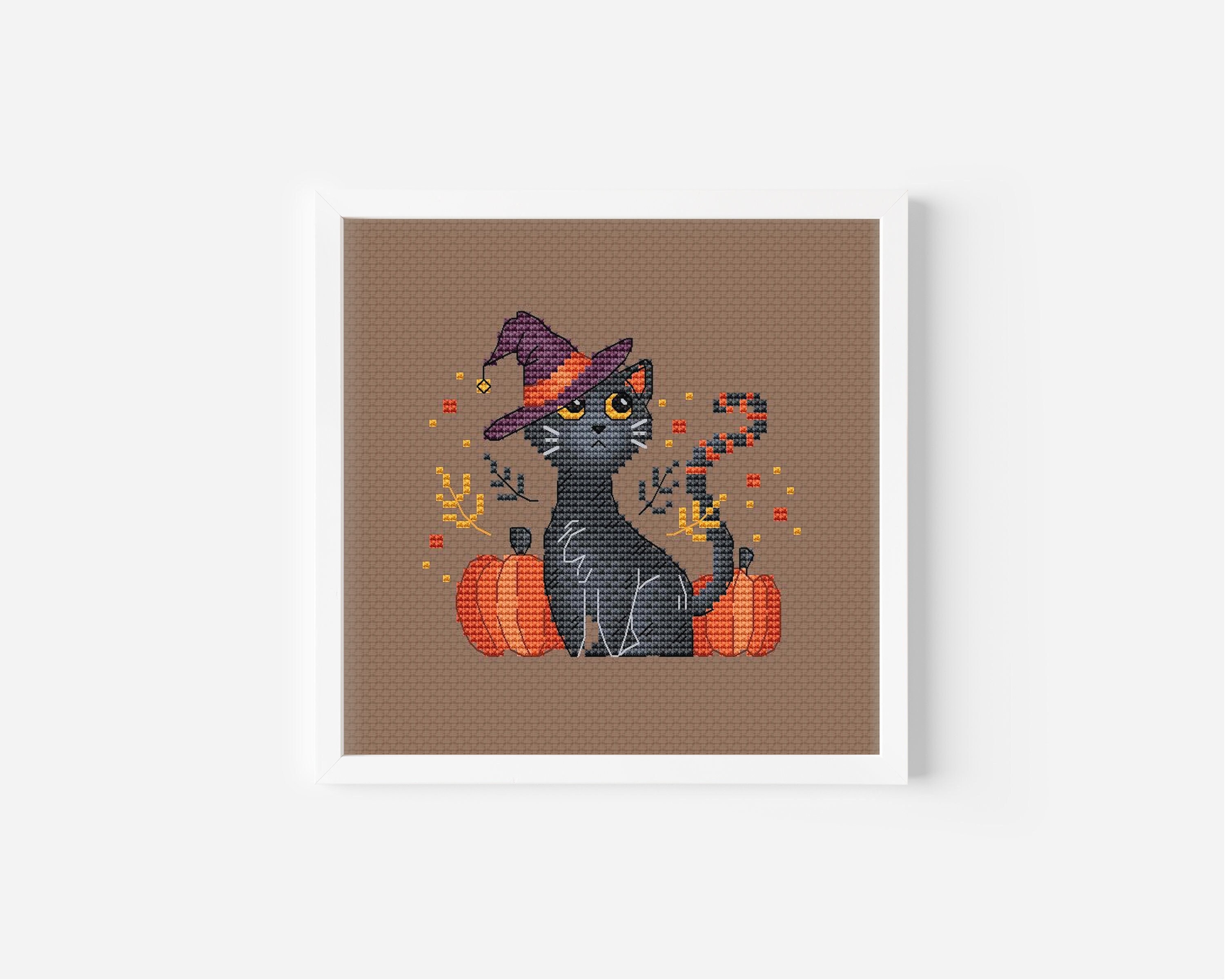 Halloween Cat Cross Stitch Pattern PDF Digital File Instant Download ...