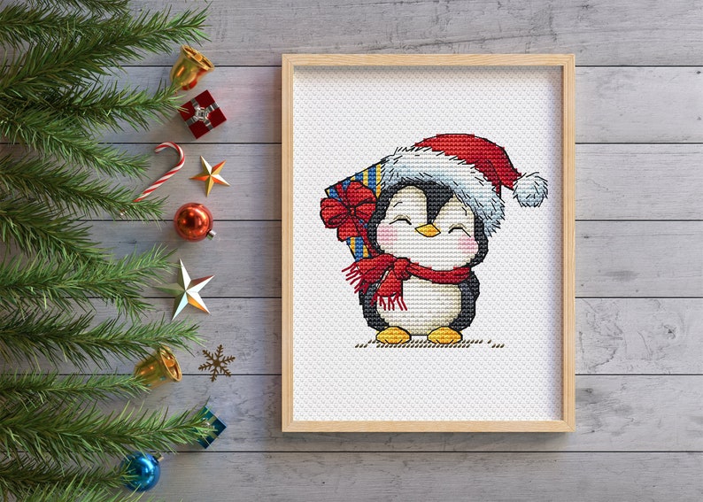 Little Penguin Cross Stitch Pattern Christmas Penguin Cross - Etsy