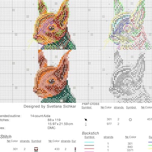 Écureuil motif point de croix PDF, animal point de croix, téléchargement immédiat, joli chignon motif point de croix compté, motif de broderie PDF image 3