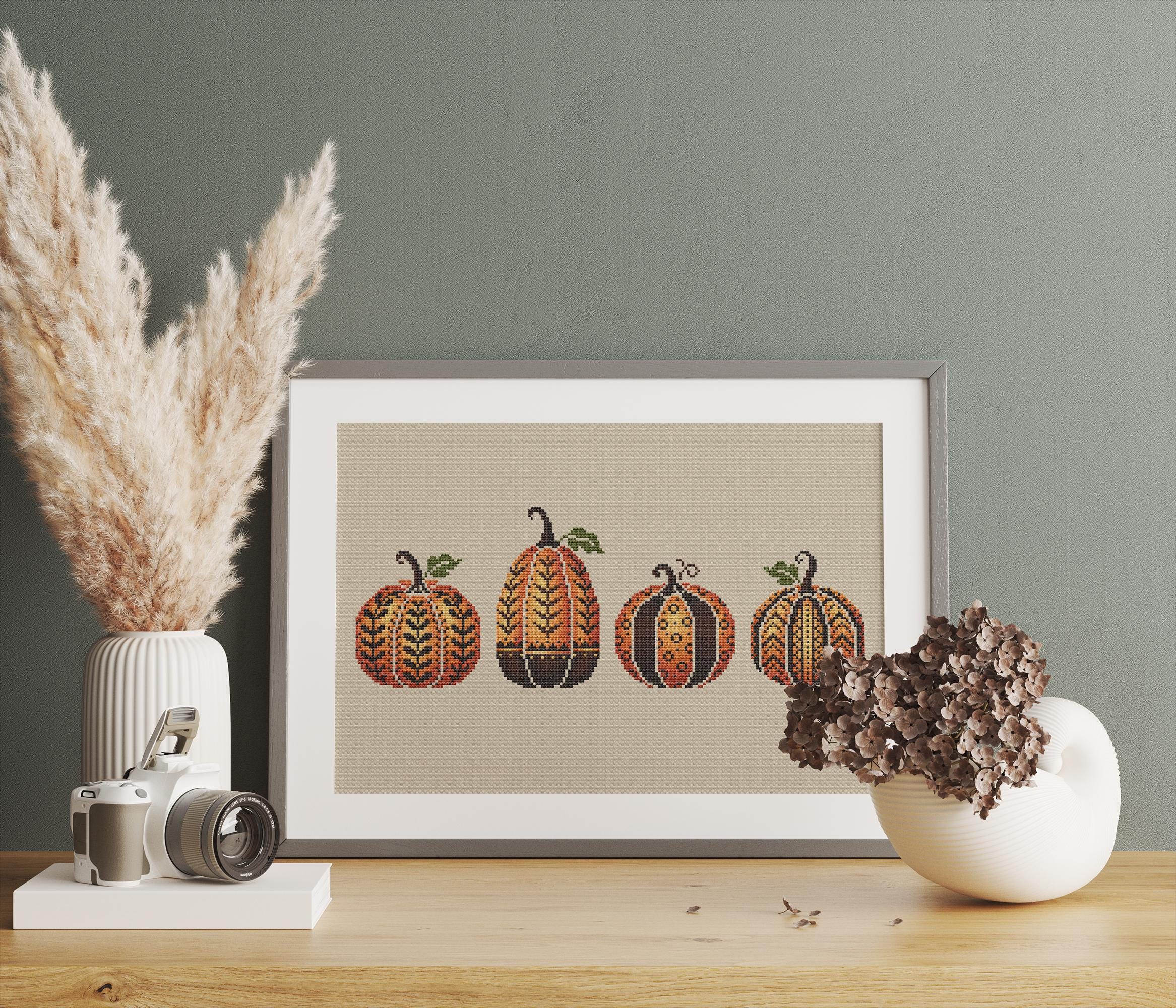 Pumpkins Cross Stitch Pattern, Instant Download PDF Thanksgiving Day ...