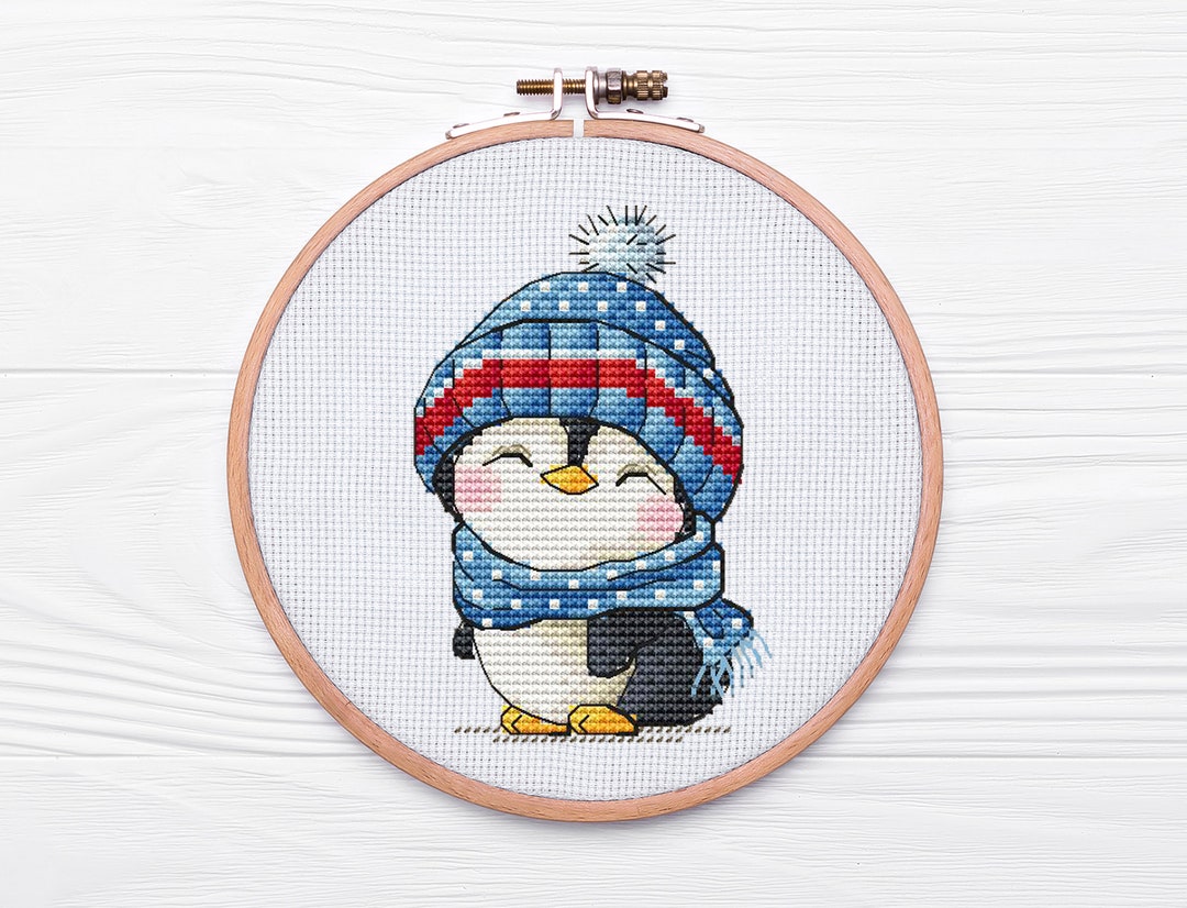 Baby Penguin Cross Stitch Pattern PDF, Bird Cross Stitch, Small Cross Stitch, Christmas Gift