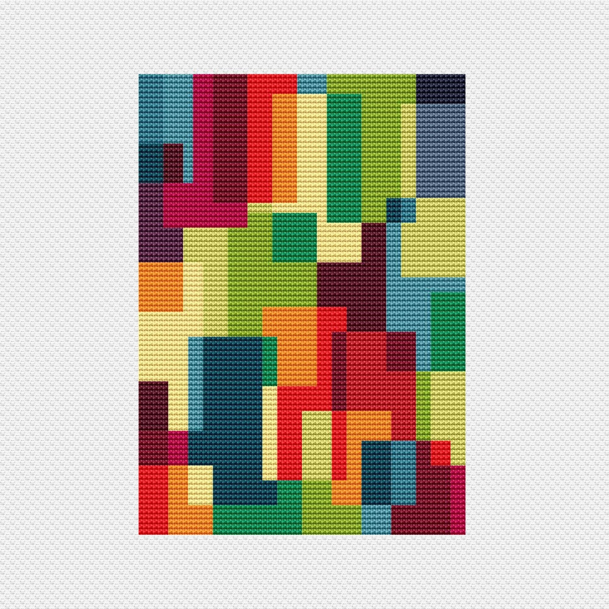 Abstract Ornament Cross Stitch Pattern, Multicolored Geometric Counted ...