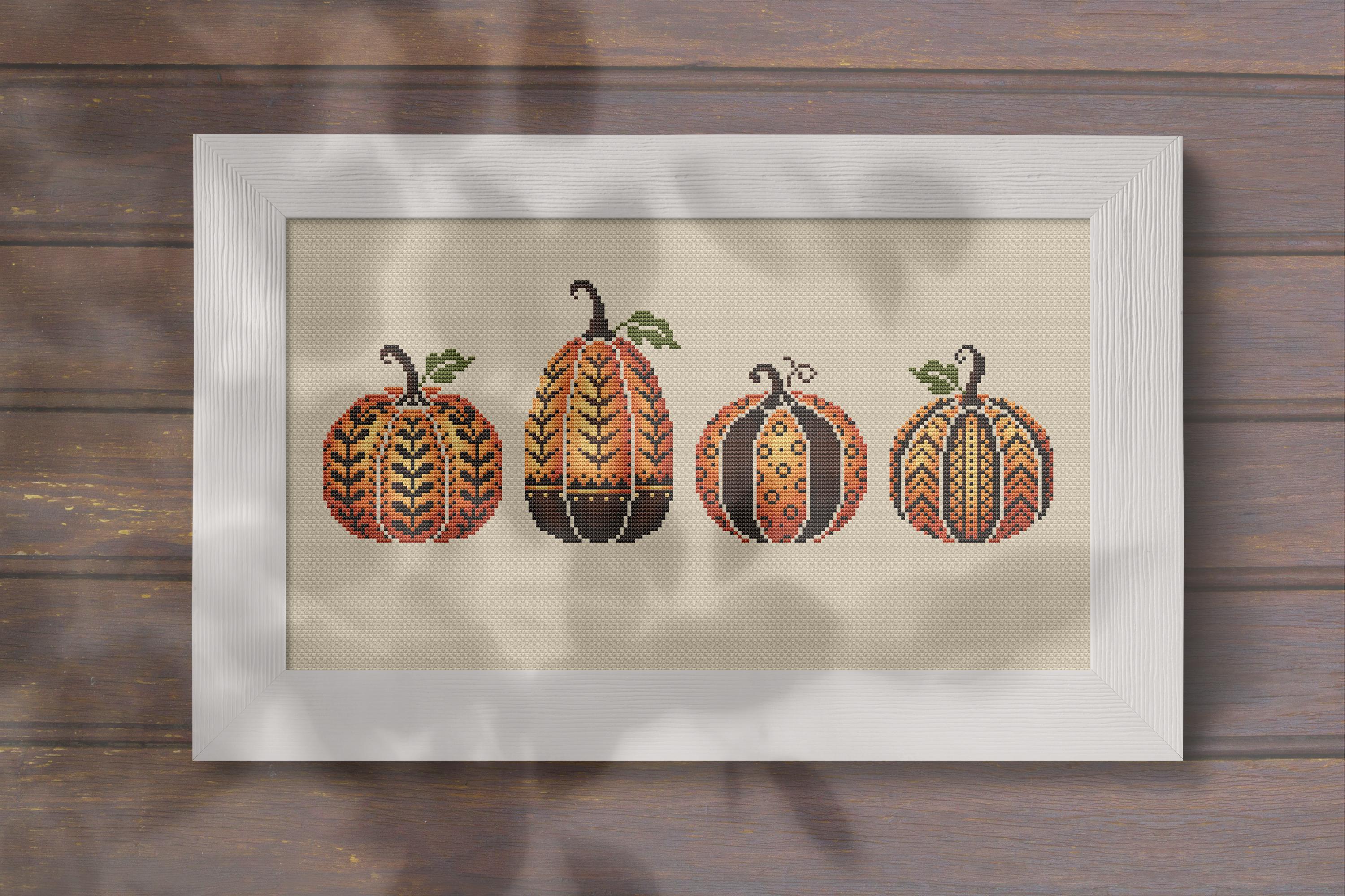 Pumpkins Cross Stitch Pattern, Instant Download PDF Thanksgiving Day ...
