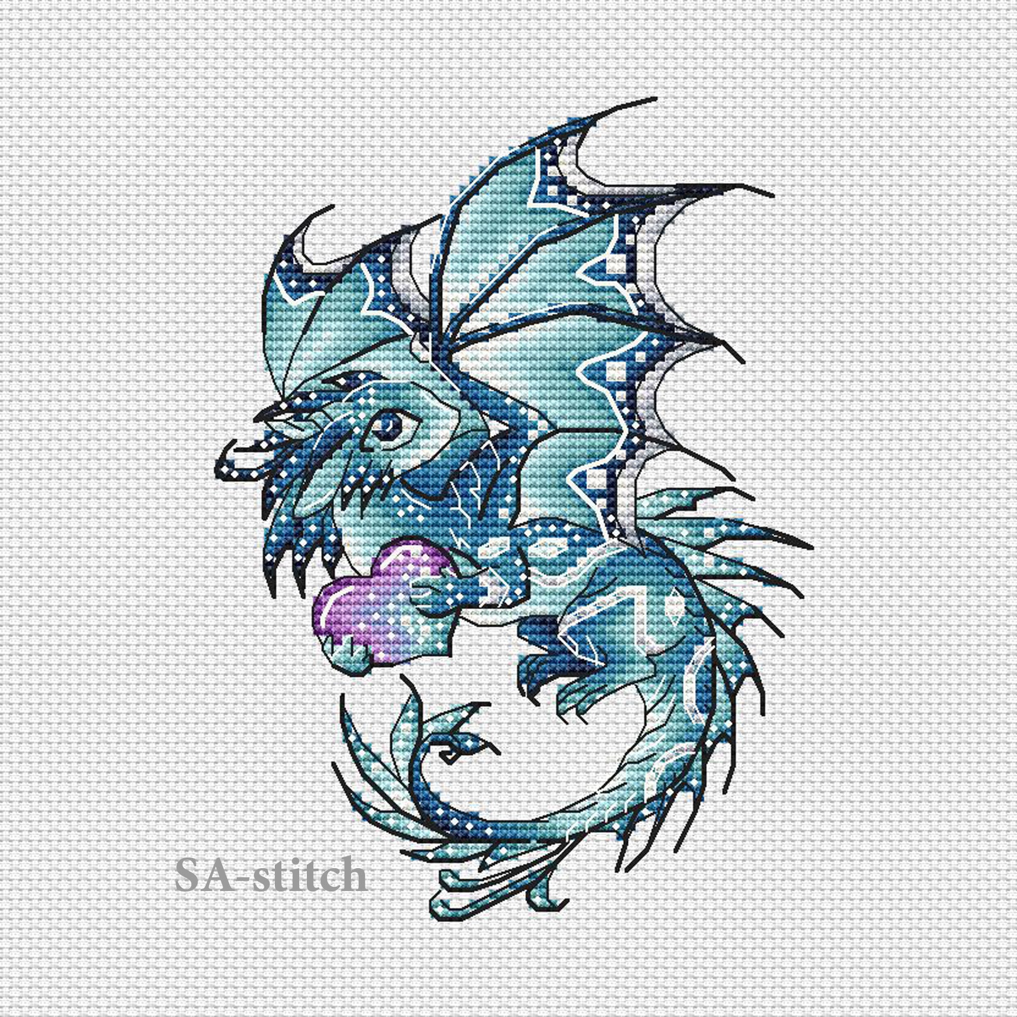 Dragon Cross Stitch Pattern PDF Love Dragon Counted Cross Etsy