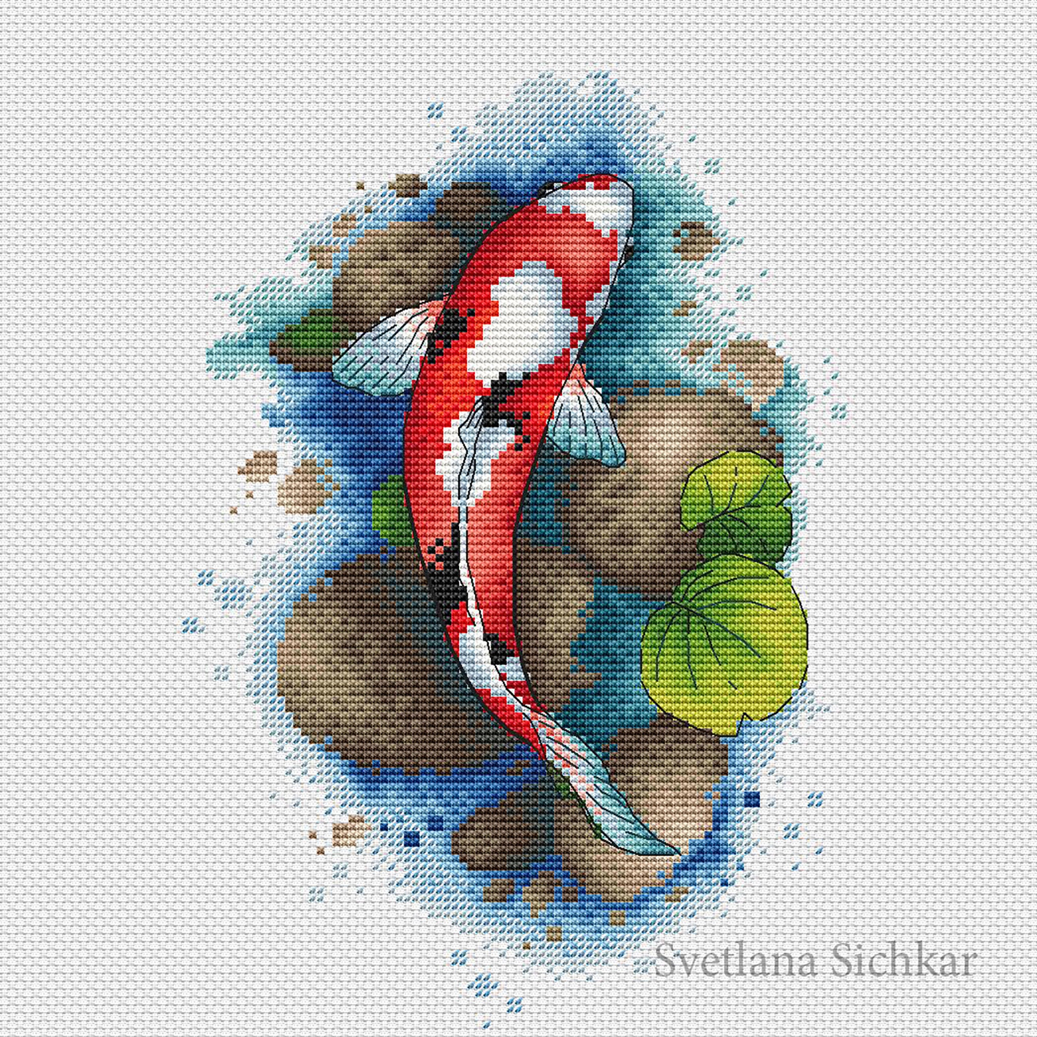 Koi Fish Cross Stitch Pattern PDF Carp Koi Counted Cross Etsy UK
