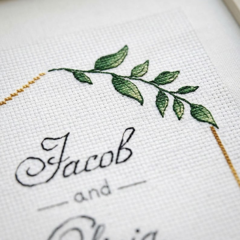 Wedding Cross Stitch Pattern, Personalized Modern Counted Cross Stitch, Wedding Anniversary Sampler, Engagement Gift, Digital Download PDF image 3