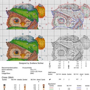 Cozy Owl in Winter Wonderland, Bird Cross Stitch Pattern, Christmas Hand Embroidery, Cute Owlet Winter Decor Digital Design Digital PDF File image 3