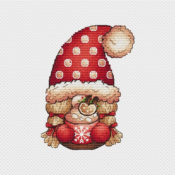 Christmas Gnome Cross Stitch Pattern PDF Instant Download, Funny Cup Cross  Stitch PDF, Needlepoint Home Decor, Cute Christmas Gnome Girl 