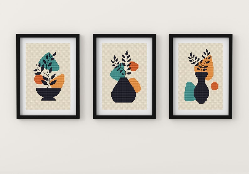 Boho Cross Stitch Pattern PDF Plant Cross Stitch Minimalist Etsy