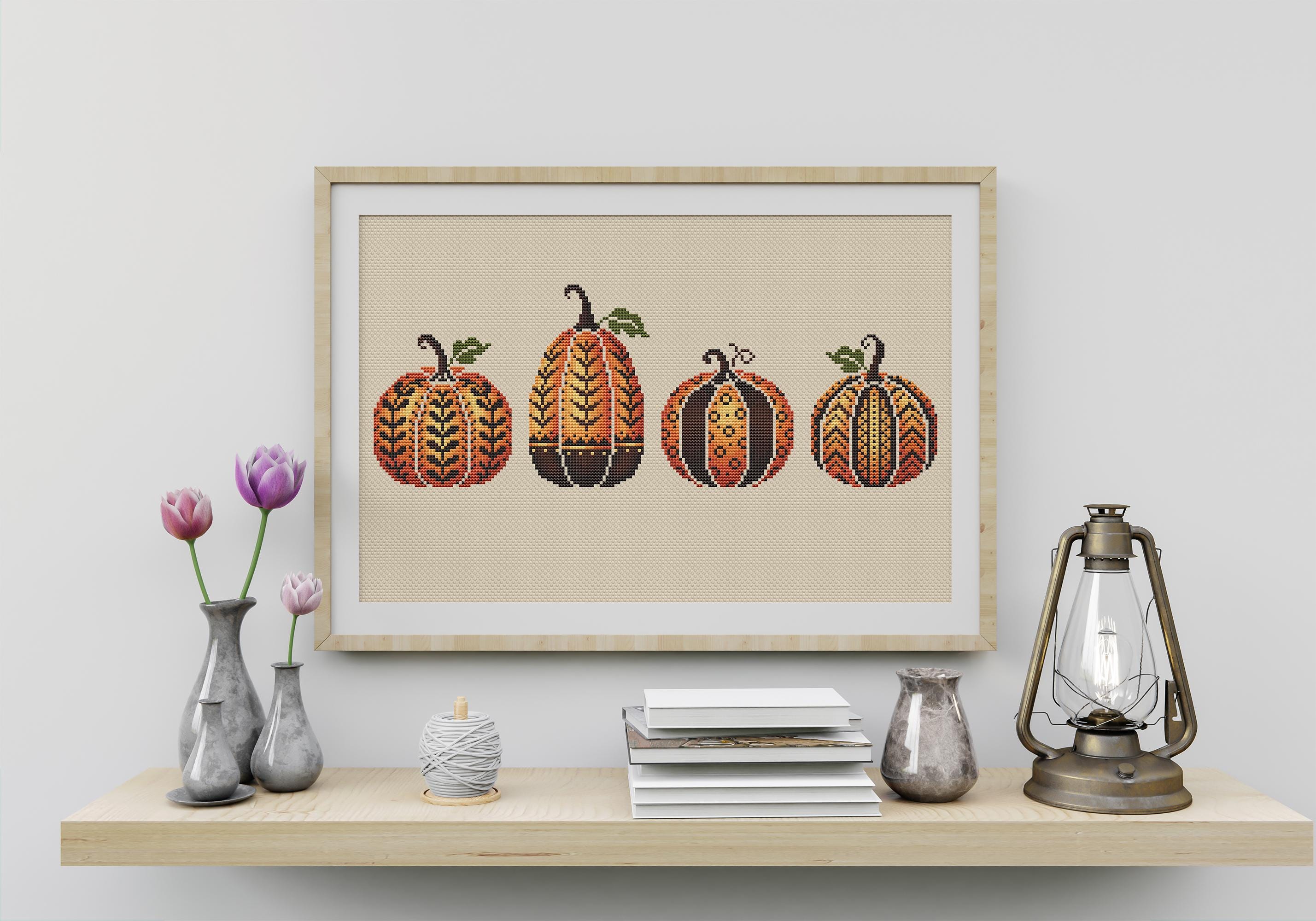 Pumpkins Cross Stitch Pattern, Instant Download PDF Thanksgiving Day ...