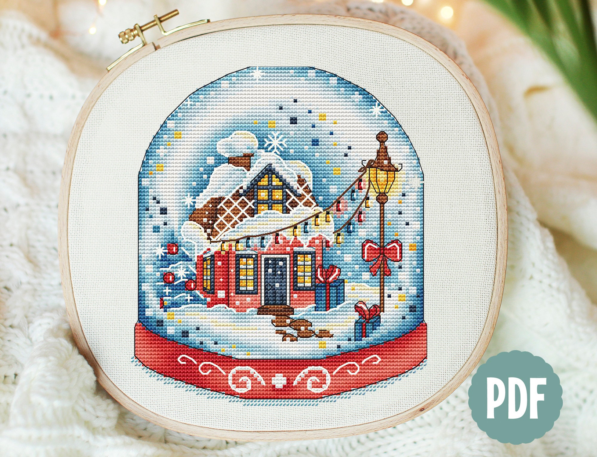 Christmas House Snow Globe Project Bag · Wild Violet Cross Stitch