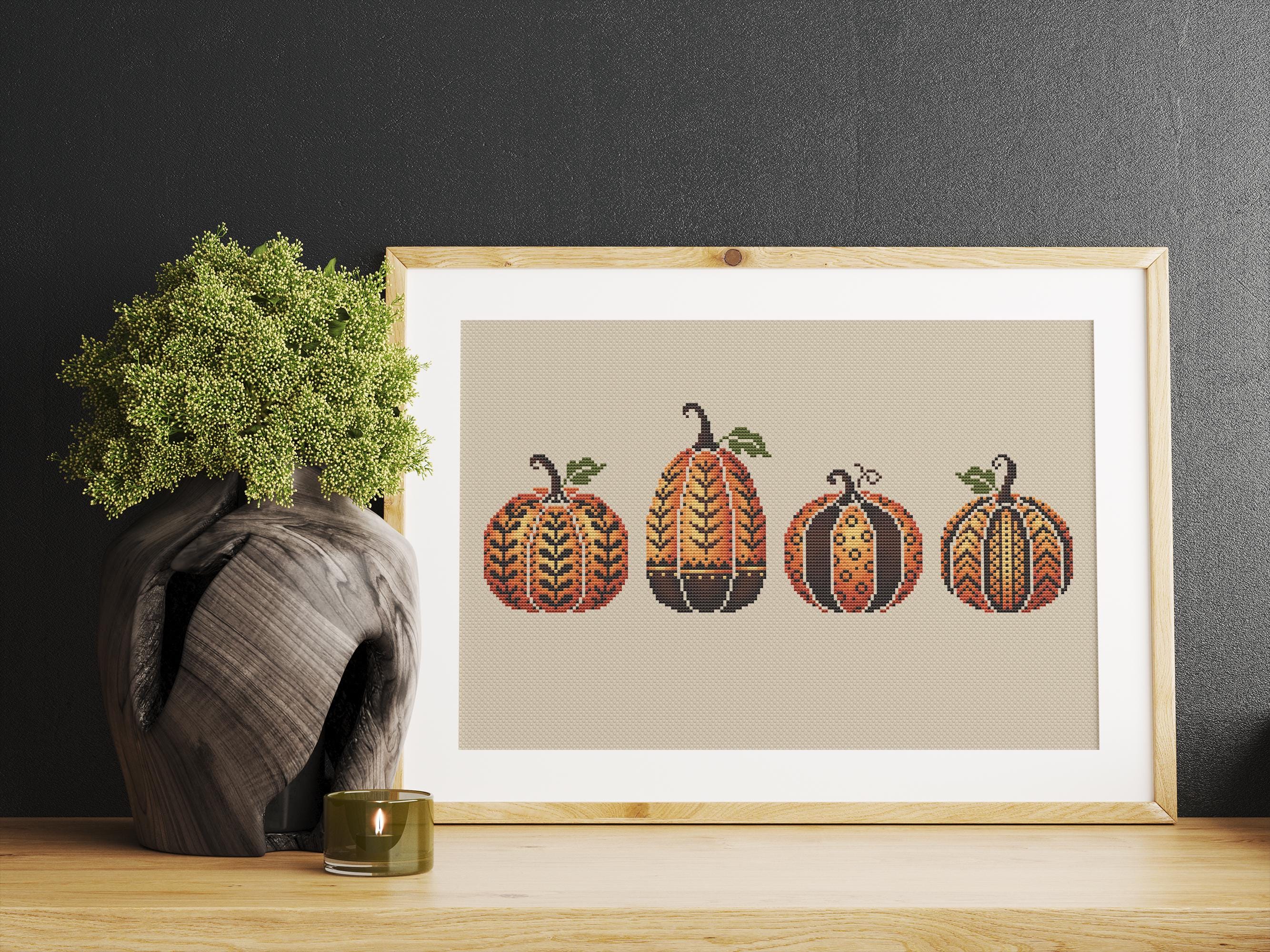 Pumpkins Cross Stitch Pattern, Instant Download PDF Thanksgiving Day ...