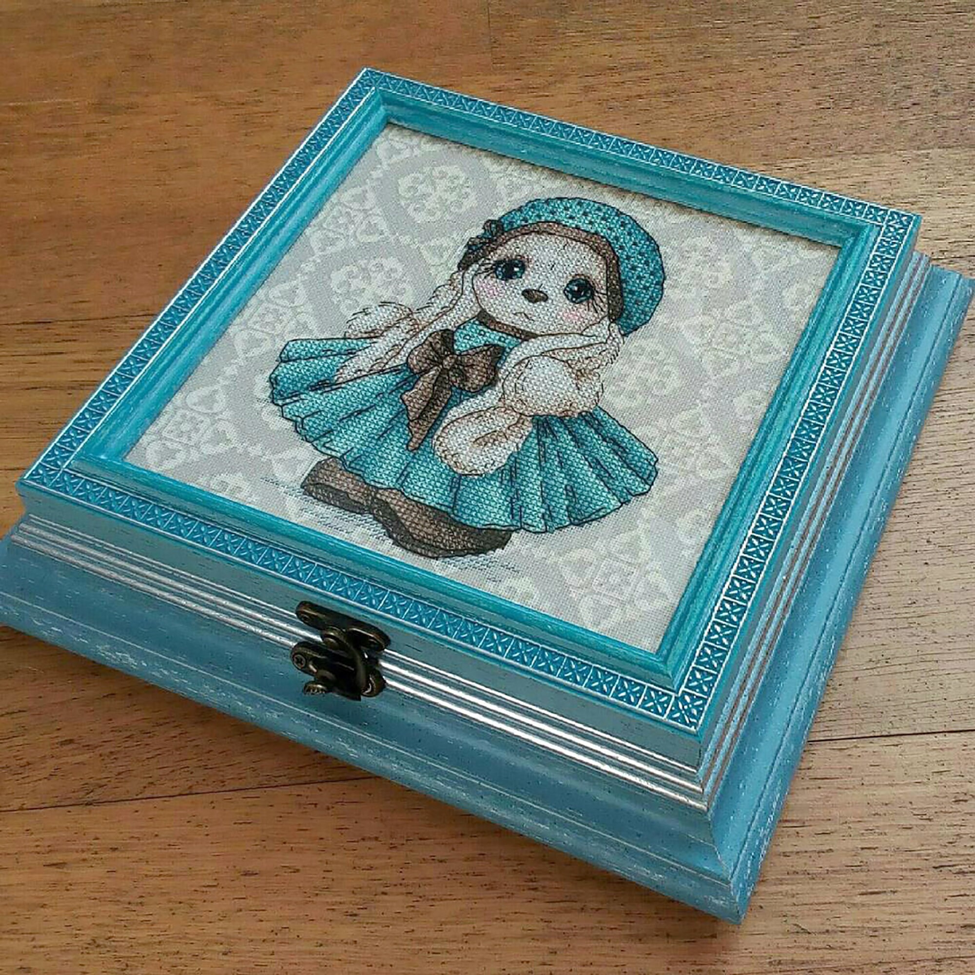 Sapphire Dress Rabbit Cross Stitch Pattern PDF Polka Dot Hat | Etsy