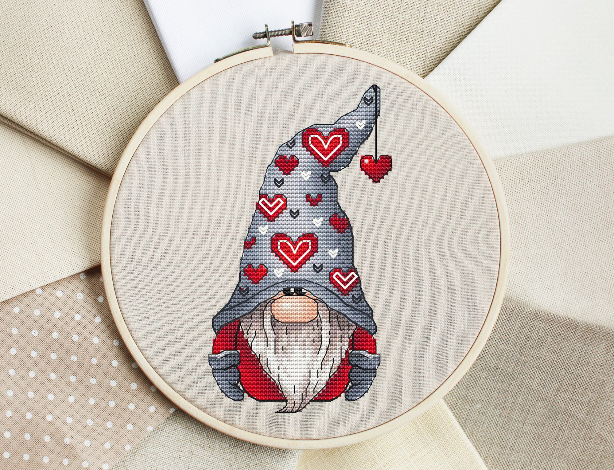 Valentine Gnome Cross Stitch Pattern PDF Gnome Counted Cross Etsy