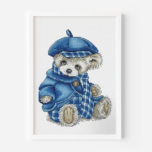 Padrão de ponto cruz de urso em PDF, ponto cruz de brinquedo, download instantâneo, ponto cruz de animais, ponto cruz de ursinho fofo, decoração de quarto de bebê