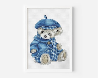 Bear Cross Stitch Pattern PDF, Toy Cross Stitch, Instant Download, Animal Counted Cross Stitch, Cute Teddy Bear Cross Stitch, Nursery Decor