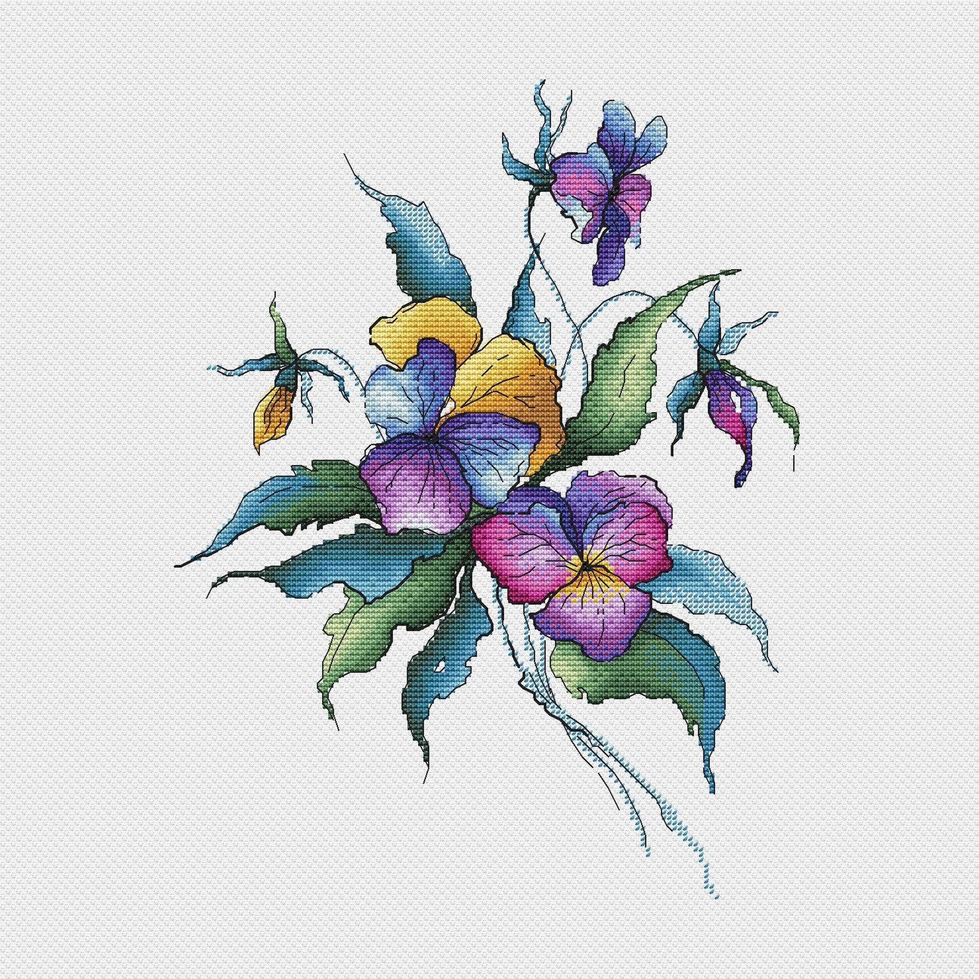［希少］刺繍本/Pensées et violettes 5-A-3626 Jacques Herbin Violette Pensee