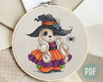 Halloween Bunny Cross Stitch Pattern PDF, Black Girl Magic Pattern Instant Download, Modern Embroidery Pattern, Counted Cross Stitch Pattern