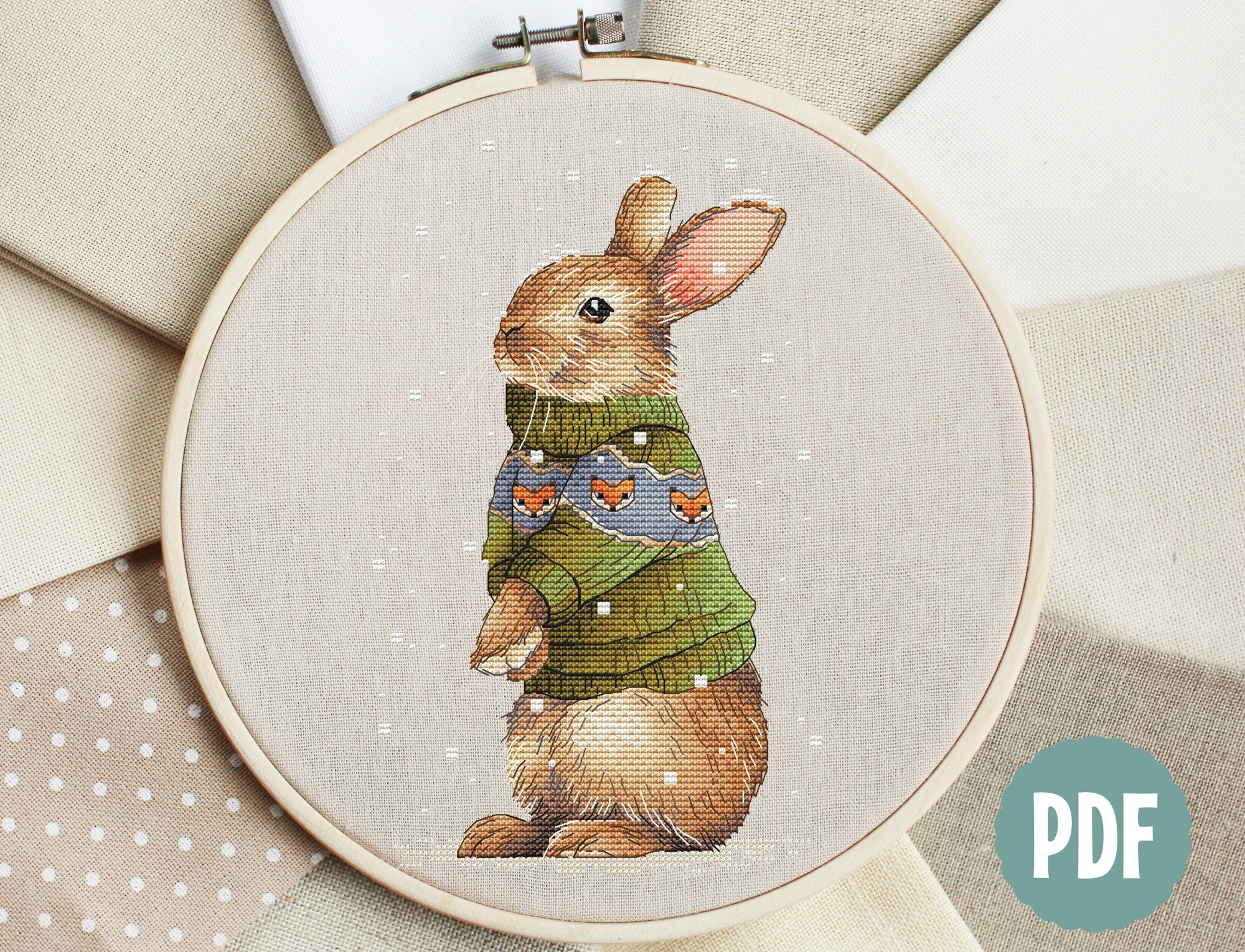 Rabbit Cross Stitch Pattern PDF Instant Download Animal Etsy