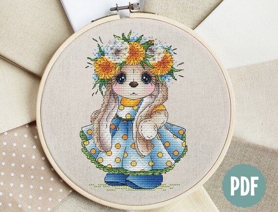 Bunny Counted Cross Stitch Animal Cross Stitch Pattern PDF Spring Bunny ...