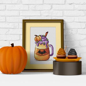Witch Mug, Pumpkin Coffee Cup, Halloween Cross Stitch Pattern PDF ...