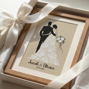 Personalized Wedding Couple Silhouette Cross Stitch Pattern, Customizable Bride & Groom Design, Custom Names and Date Romantic Anniversary image 8