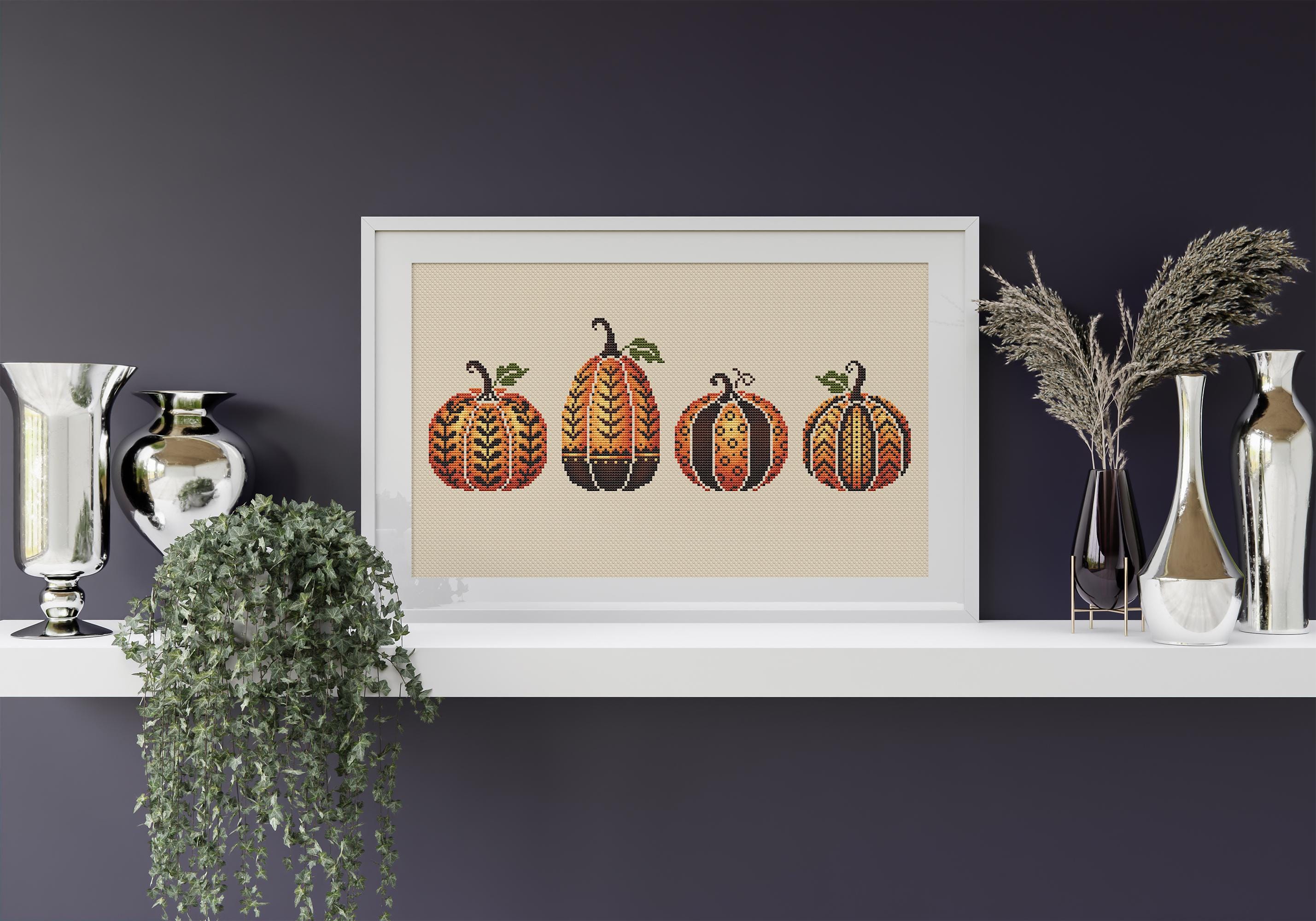 Pumpkins Cross Stitch Pattern, Instant Download PDF Thanksgiving Day ...