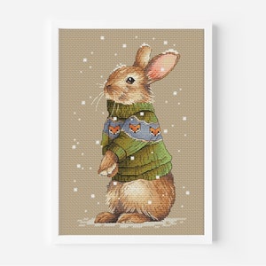 Rabbit Cross Stitch Pattern PDF Instant Download | Animal Cross Stitch | Hare Cross Stitch Counted Chart Animal Lovers PDF Digital File